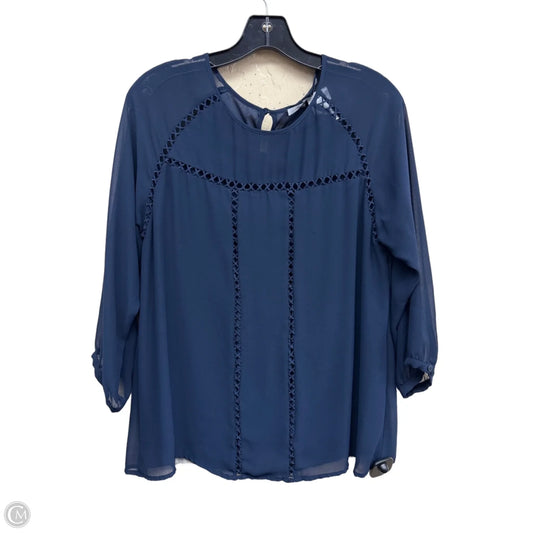 Top Long Sleeve By Collective Concepts In Blue, Size: M