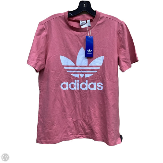 Athletic Top Short Sleeve By Adidas In Pink, Size: L