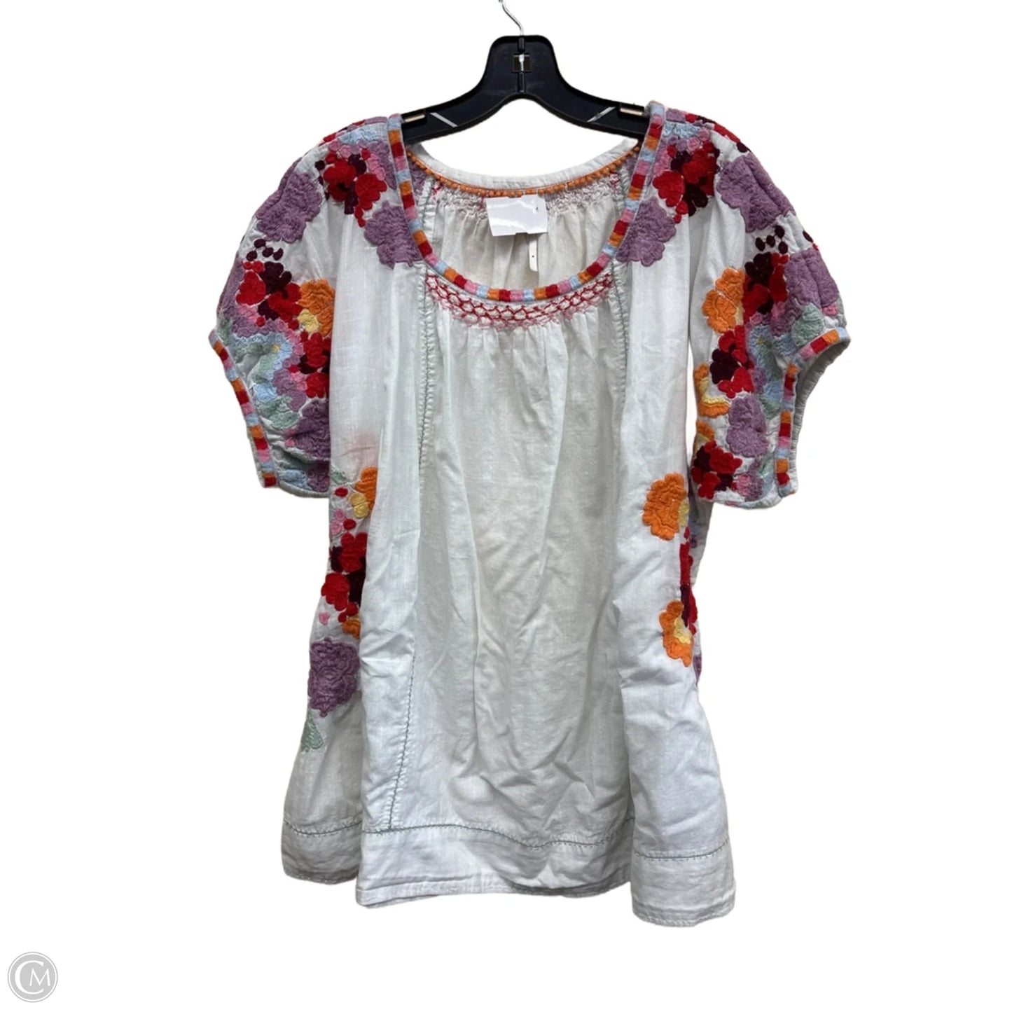 Top Short Sleeve By Anthropologie In Multi-colored, Size: M