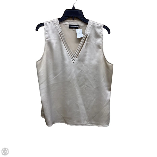 Top Sleeveless Designer By Karl Lagerfeld In Gold, Size: L