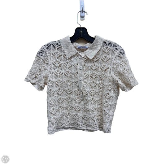 Top Short Sleeve By Zara In Cream, Size: S