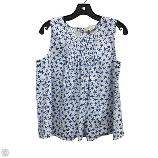 Top Sleeveless Designer By Kate Spade In Blue & White, Size: M