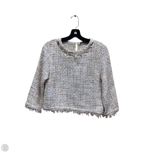 Top Long Sleeve By Zara Basic In Beige, Size: M