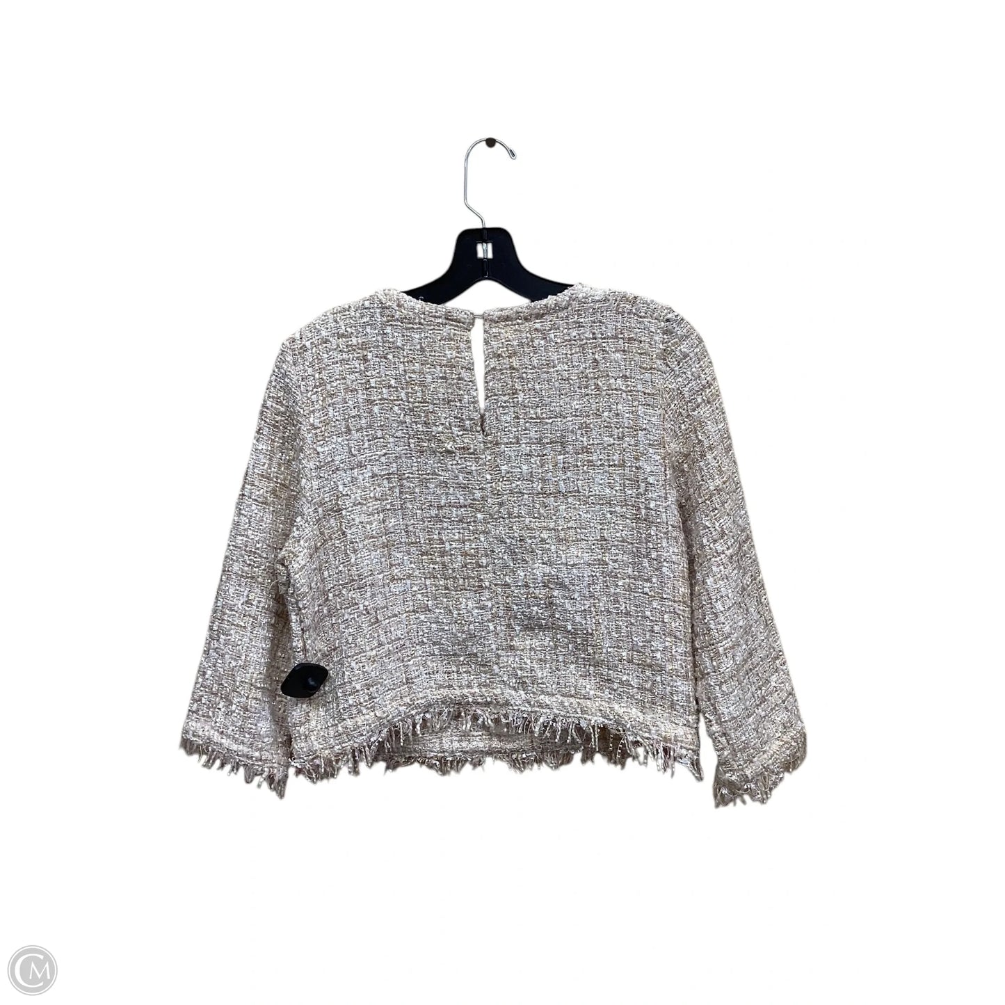 Top Long Sleeve By Zara Basic In Beige, Size: M