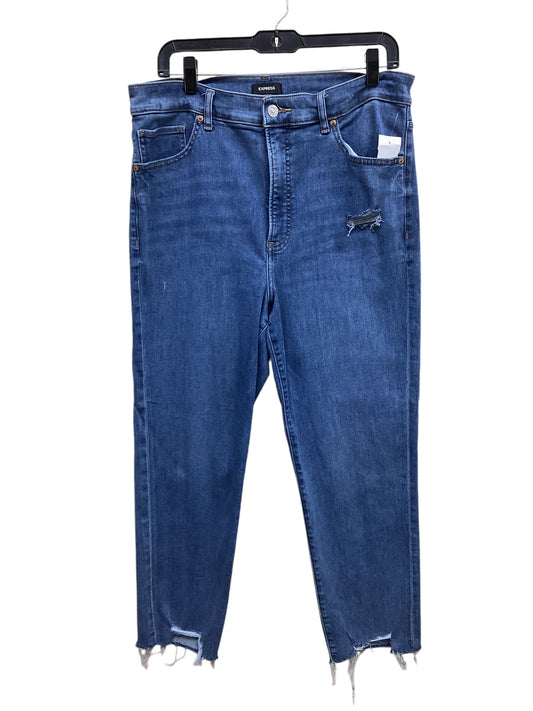 Jeans Straight By Express In Blue Demin, Size: 14