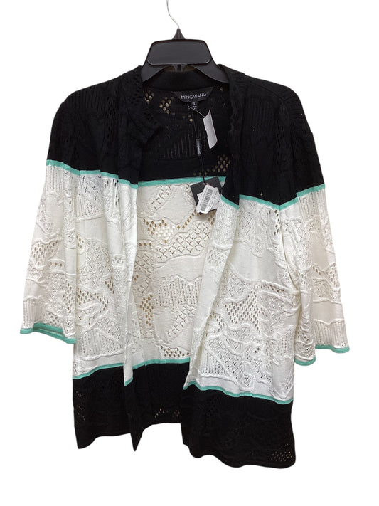 Sweater By Ming Wang In Black & Green, Size: L