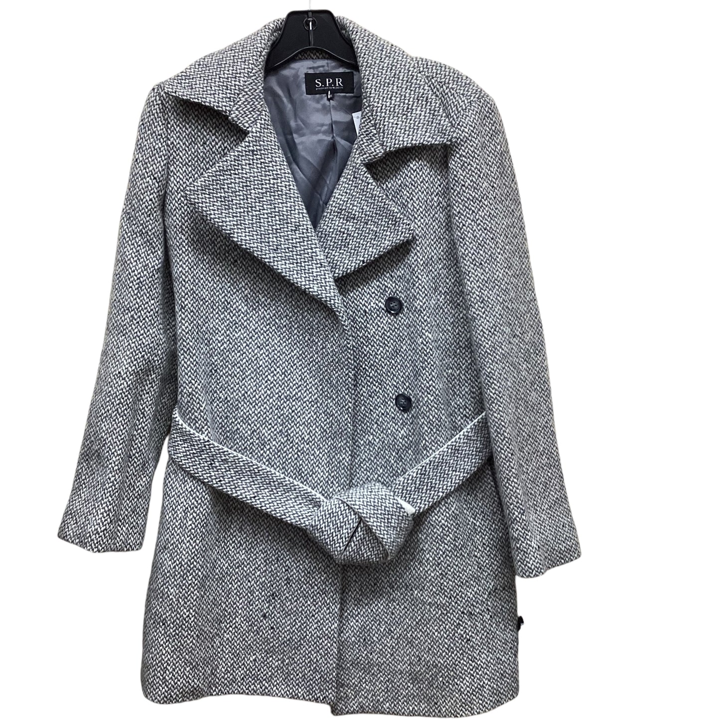 Coat Peacoat By Clothes Mentor In Grey & White, Size: S