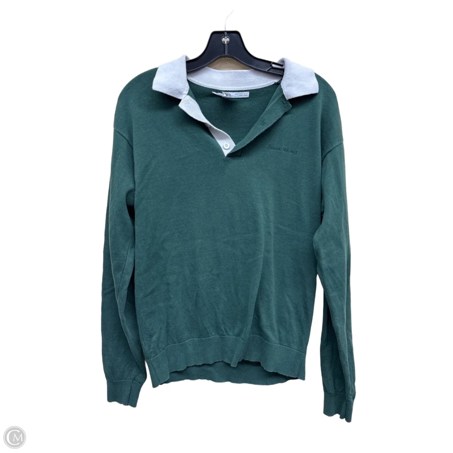 Top Long Sleeve By Zara In Green, Size: M