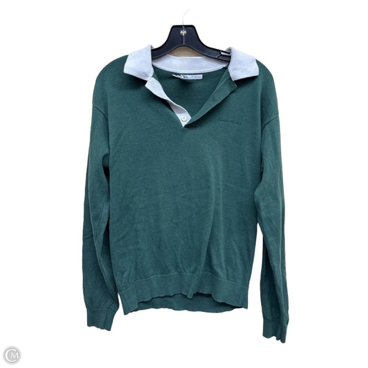 Top Long Sleeve By Zara In Green, Size: M