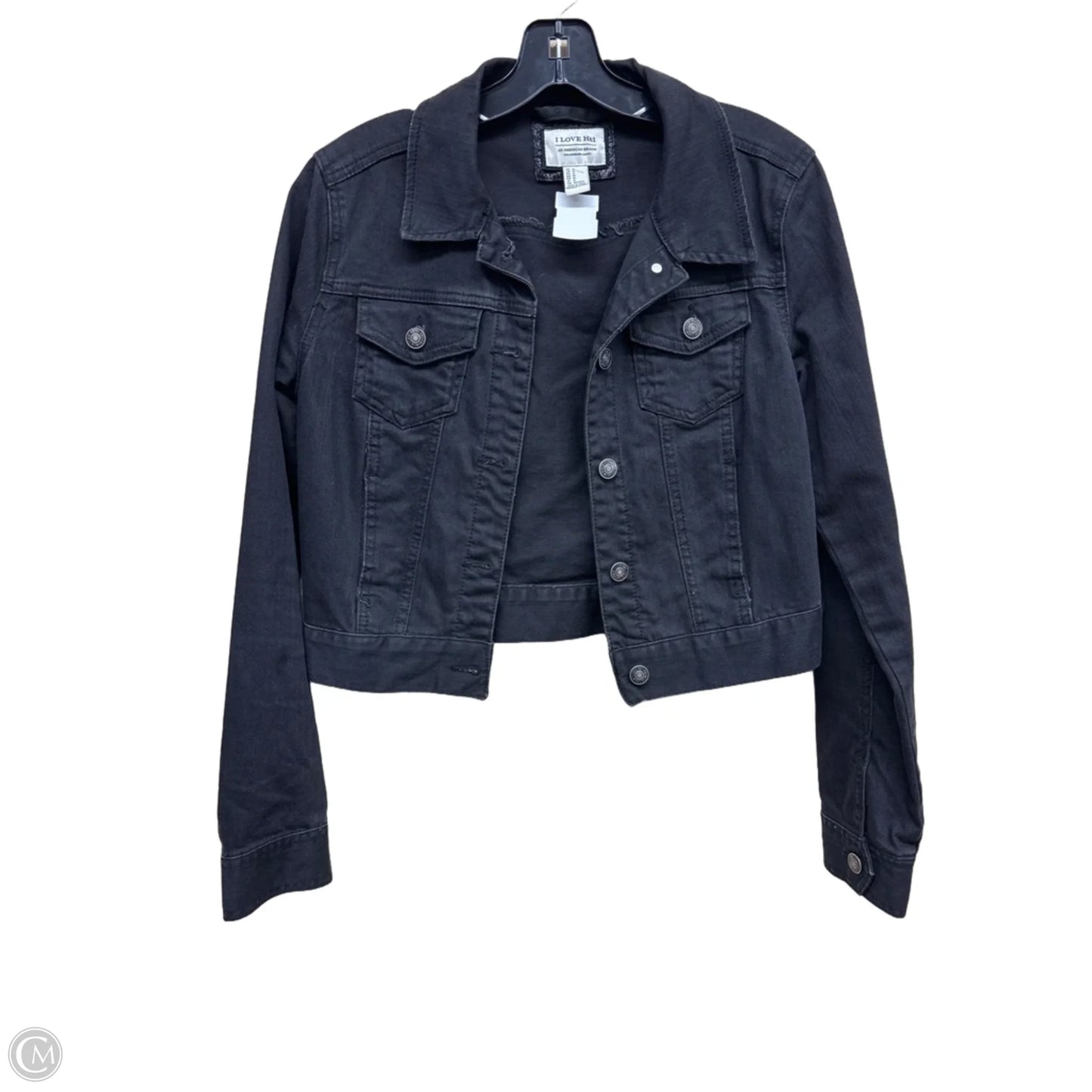 Jacket Denim By Clothes Mentor In Black Denim, Size: M