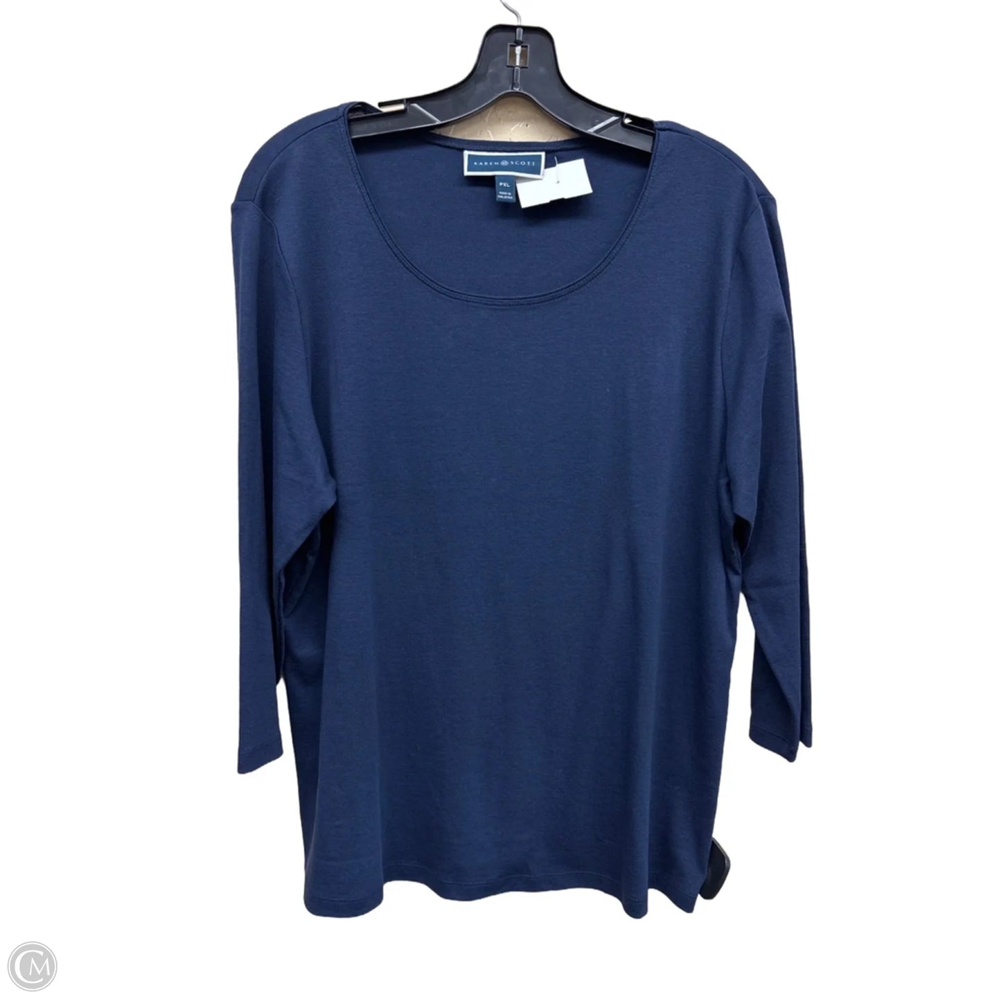 Top Long Sleeve By Karen Scott In Navy, Size: Xlp