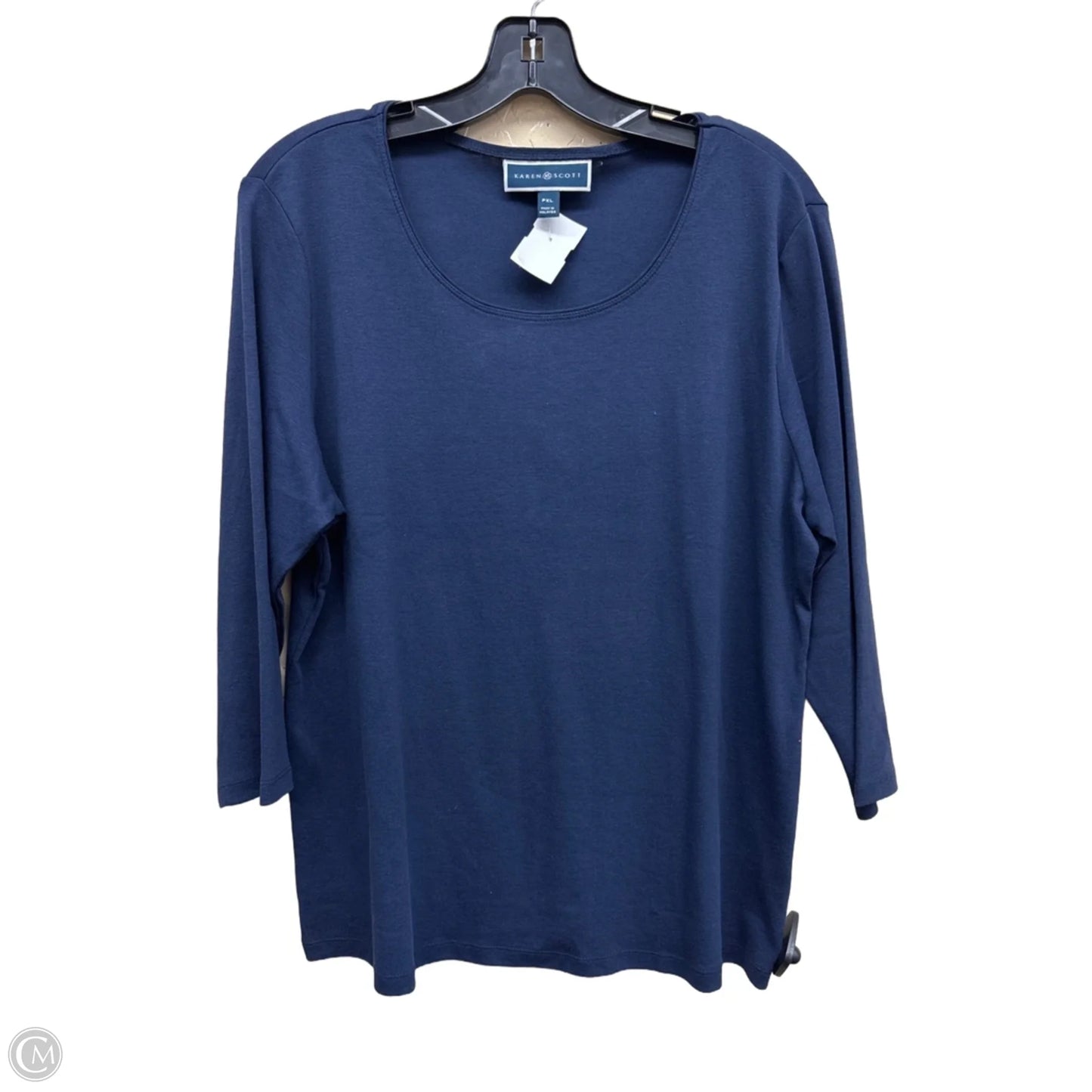 Top Long Sleeve By Karen Scott In Navy, Size: Xlp