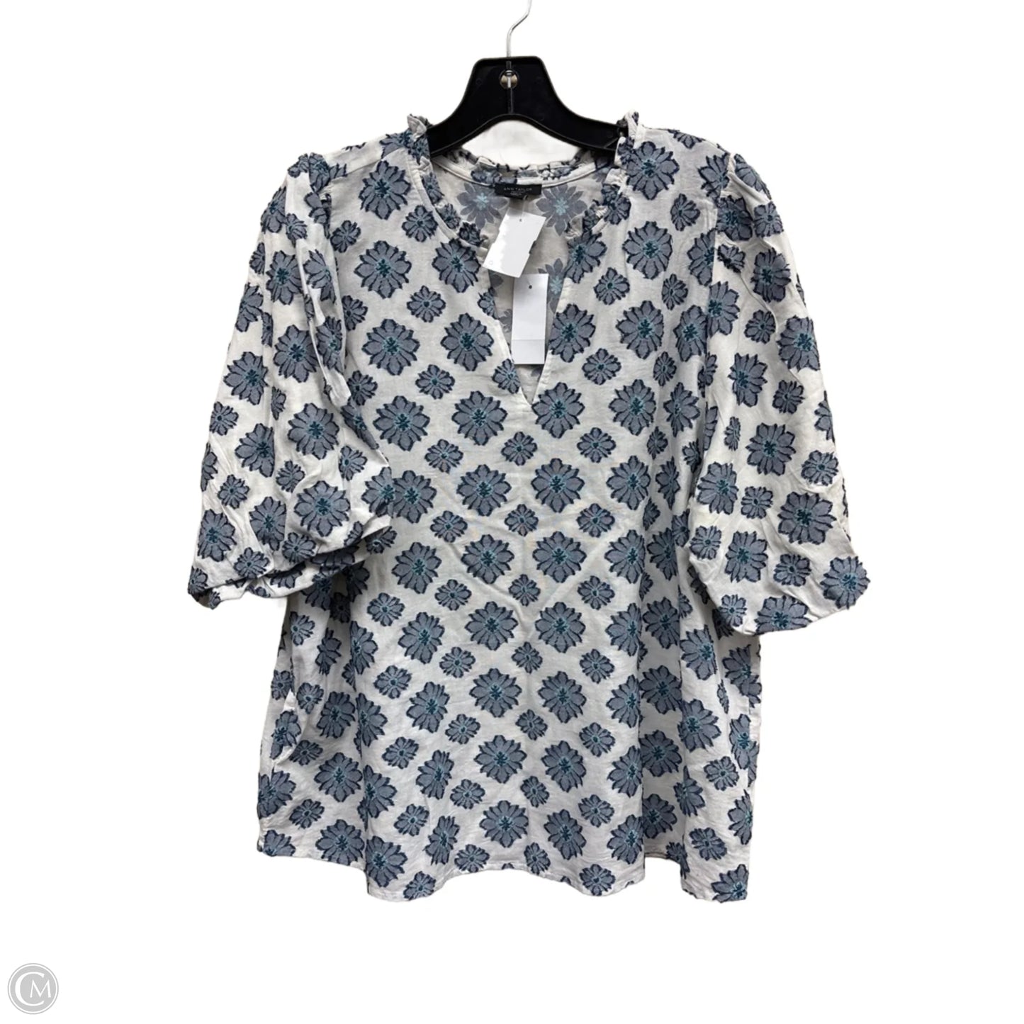 Top Short Sleeve By Ann Taylor In Floral Print, Size: L