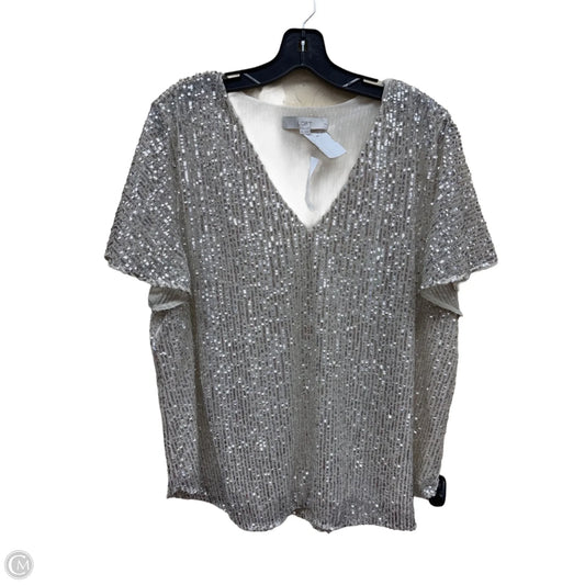 Top Short Sleeve By Loft In Silver, Size: Xl