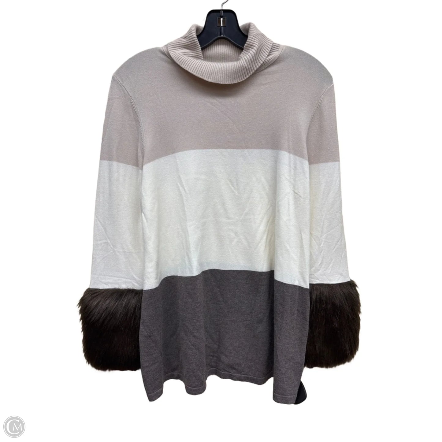 Top Long Sleeve By Alfani In Brown & White, Size: S