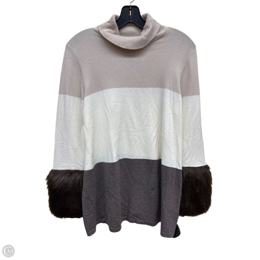 Top Long Sleeve By Alfani In Brown & White, Size: S