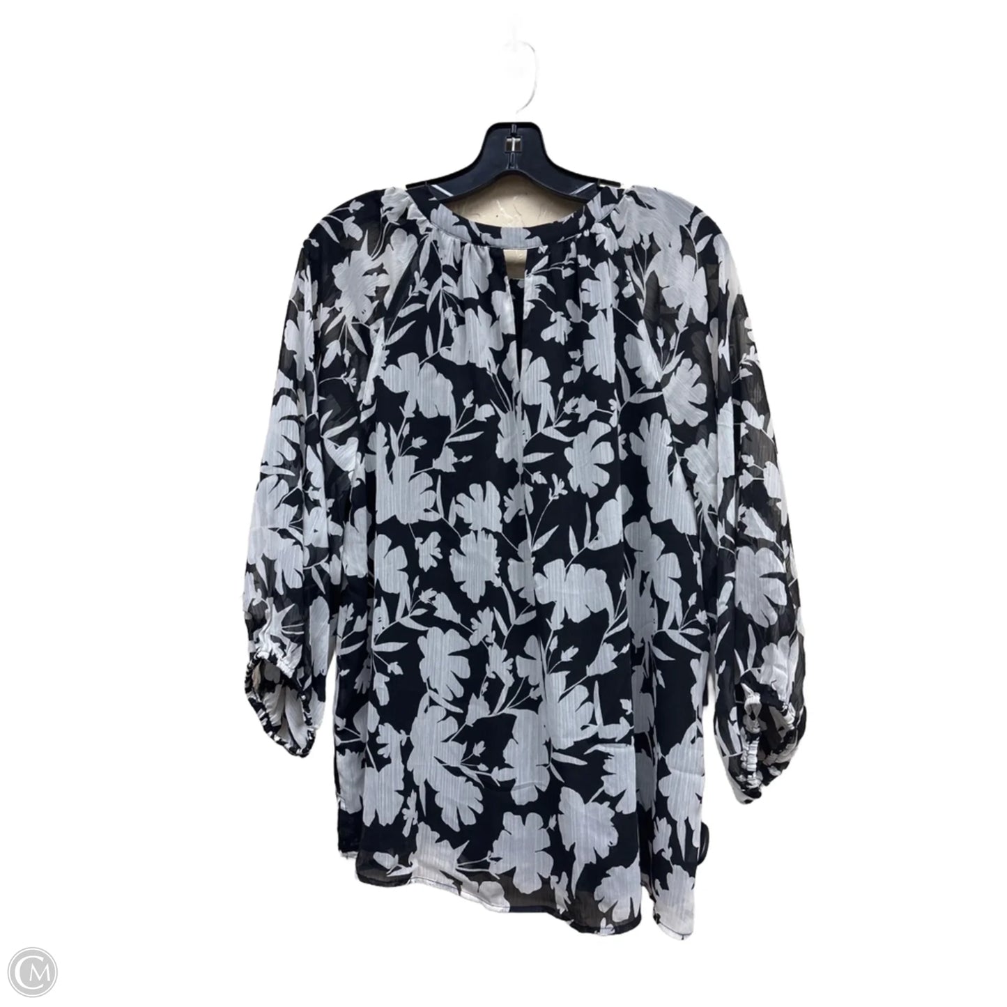 Top Long Sleeve By Vince Camuto In Black & White, Size: L