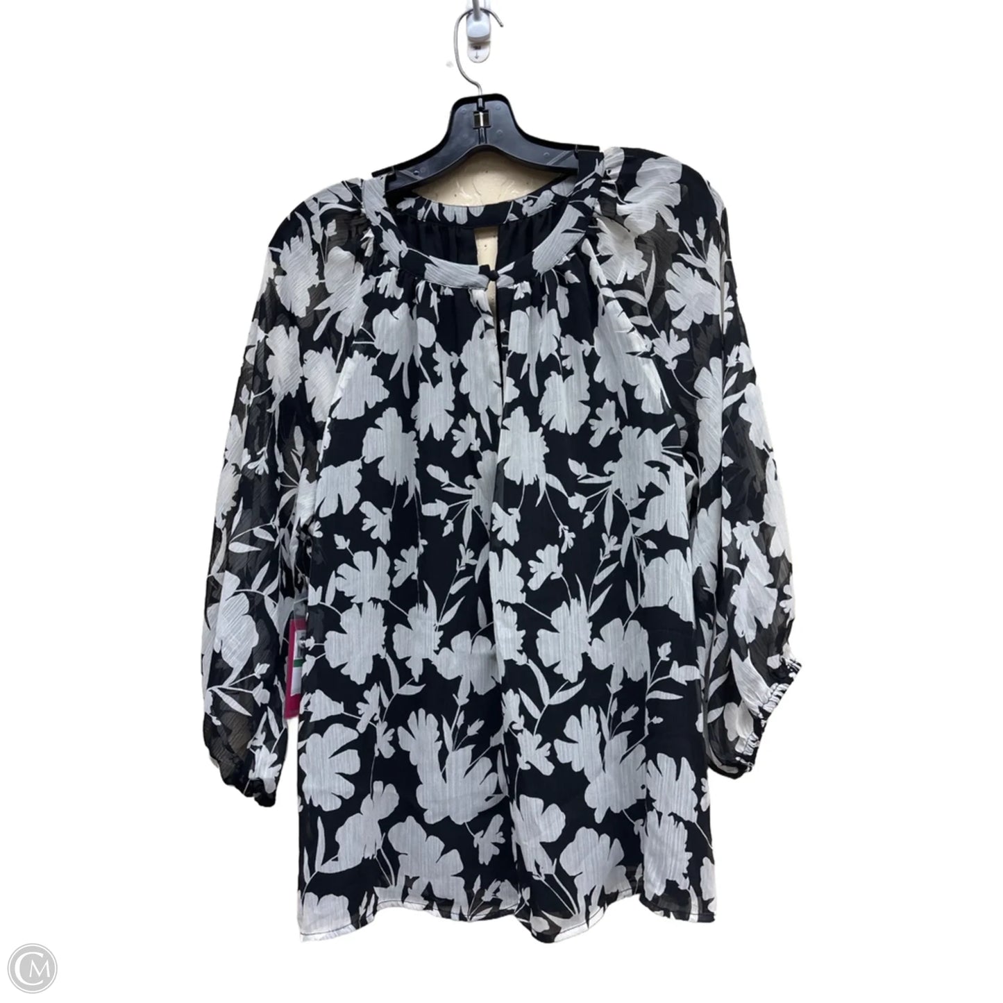 Top Long Sleeve By Vince Camuto In Black & White, Size: L
