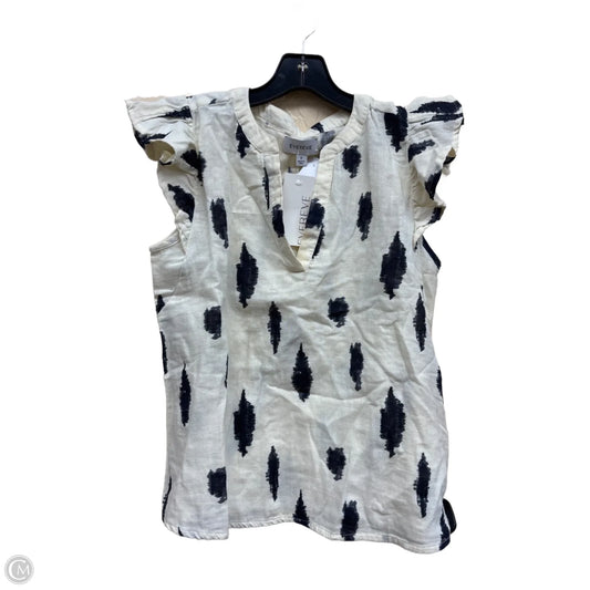 Top Sleeveless By Evereve In Black & Cream, Size: S