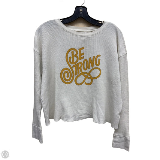 Top Long Sleeve By Anthropologie In White & Yellow, Size: S