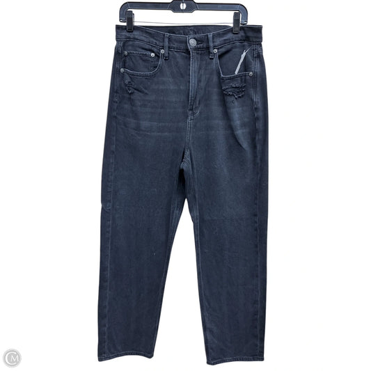 Jeans Straight By American Eagle In Black Denim, Size: 12