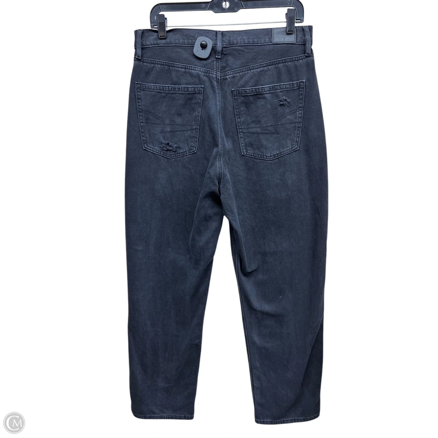 Jeans Straight By American Eagle In Black Denim, Size: 12