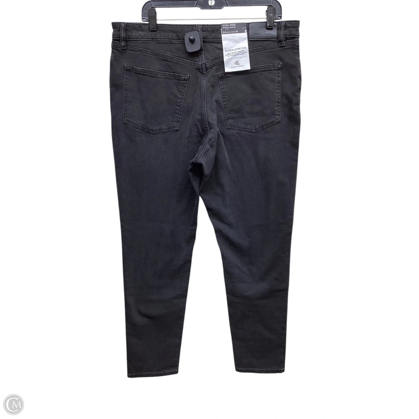 Jeans Straight By Lauren By Ralph Lauren In Black Denim, Size: 16