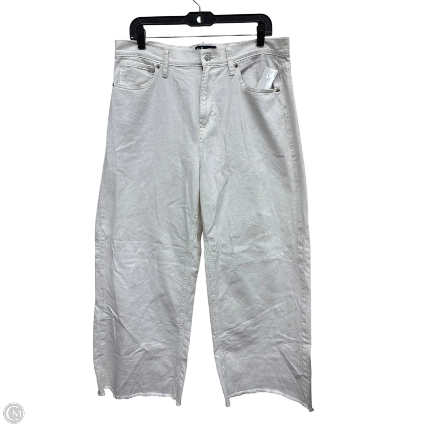 Jeans Wide Leg By Gap In White Denim, Size: 14