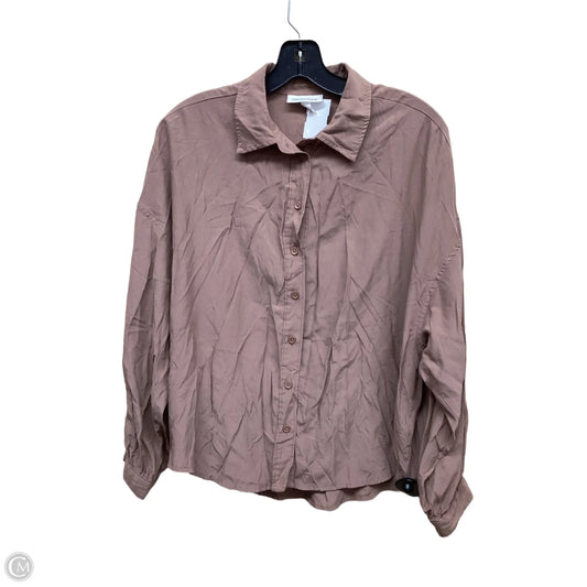 Top Long Sleeve By Prologue In Brown, Size: S