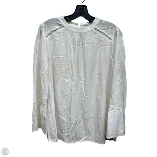 Top Long Sleeve By Loft In White, Size: S