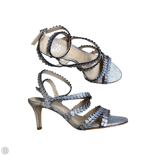 Sandals Heels Kitten By Vince Camuto In Silver, Size: 7
