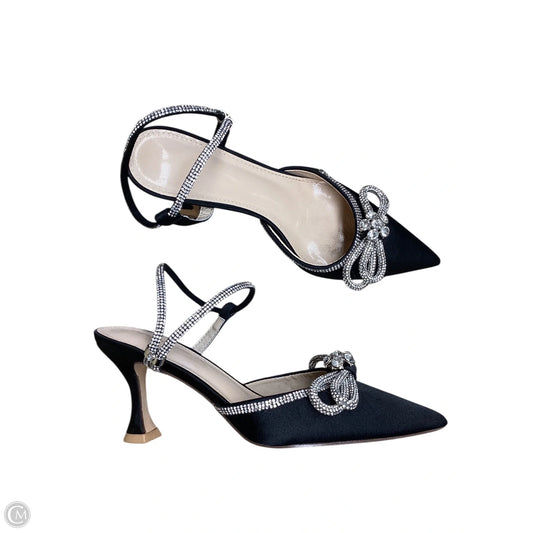 Shoes Heels Kitten By Clothes Mentor In Black & Silver