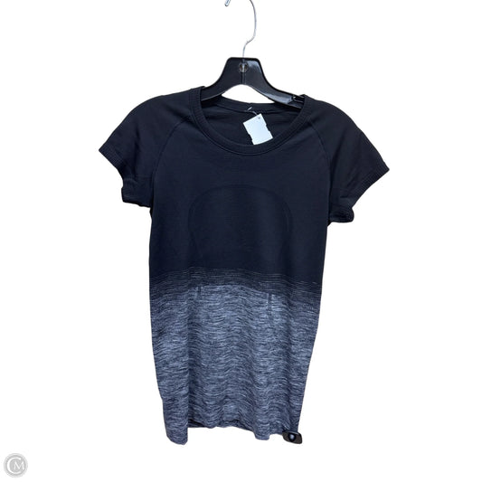 Athletic Top Short Sleeve By Lululemon In Black & Grey
