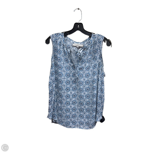 Top Sleeveless By Loft In Blue & White, Size: L