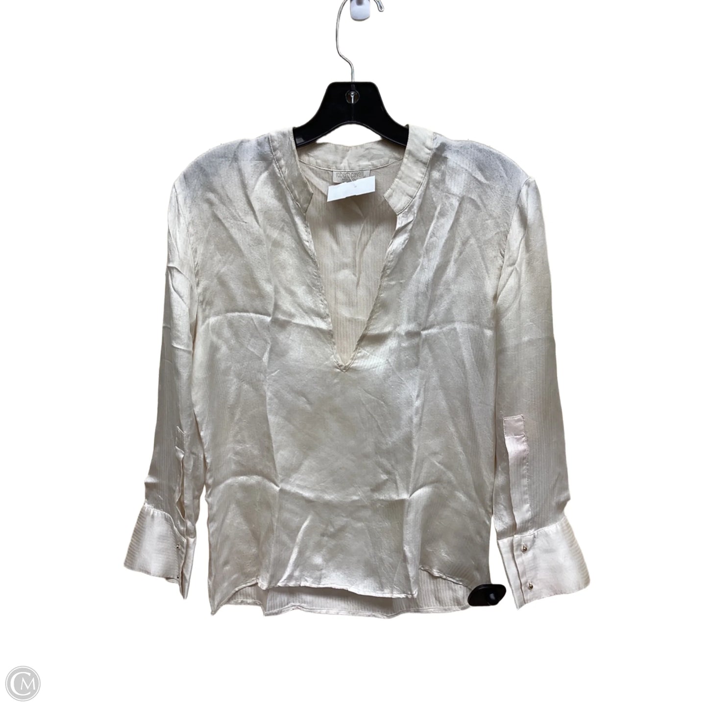 Top Long Sleeve Designer By Roberto Cavalli In Beige, Size: S