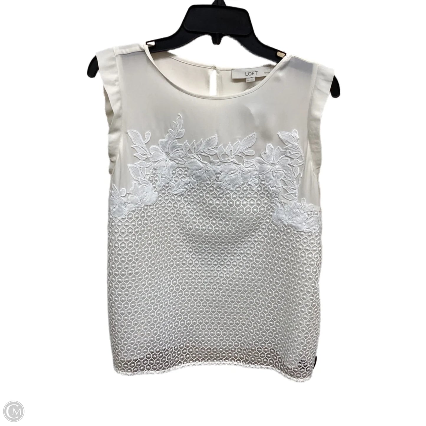 Top Sleeveless By Loft In Cream & White, Size: Mp