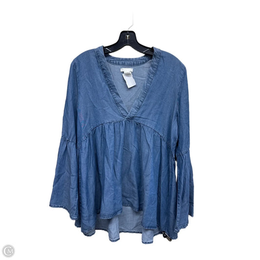 Top Long Sleeve By H&m In Blue Denim, Size: 8