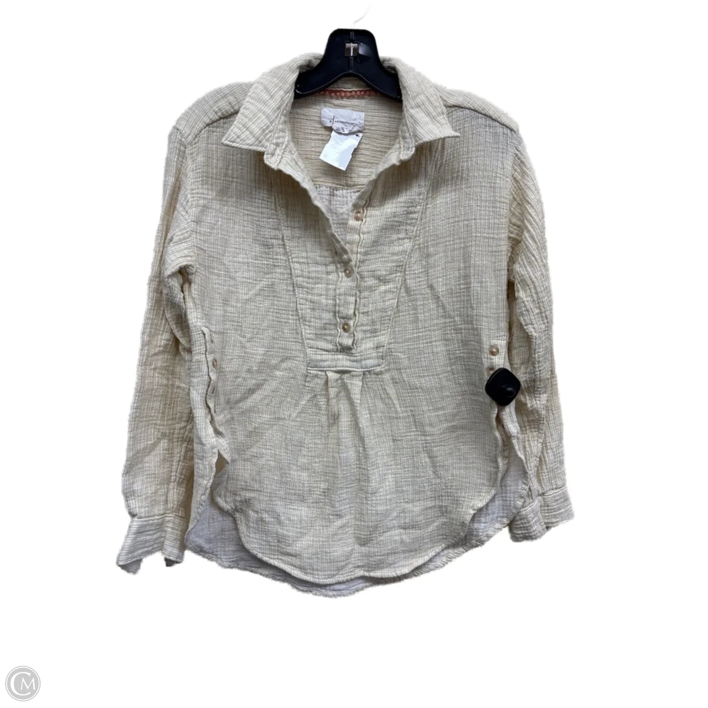 Top Long Sleeve By Anthropologie In Tan, Size: Xs