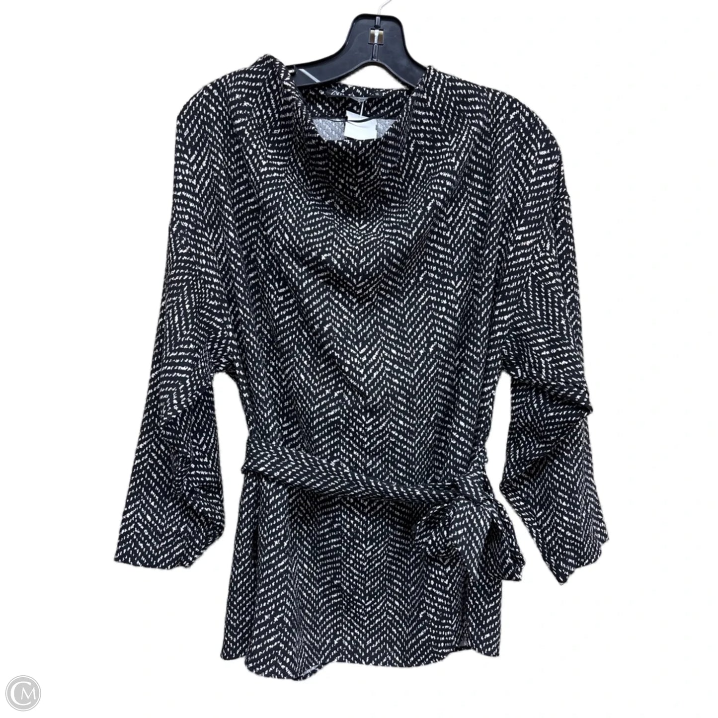 Top Long Sleeve By Zara In Black & White, Size: M