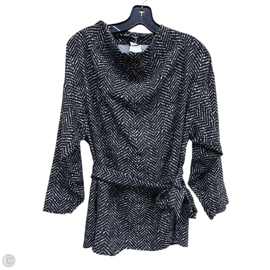 Top Long Sleeve By Zara In Black & White, Size: M