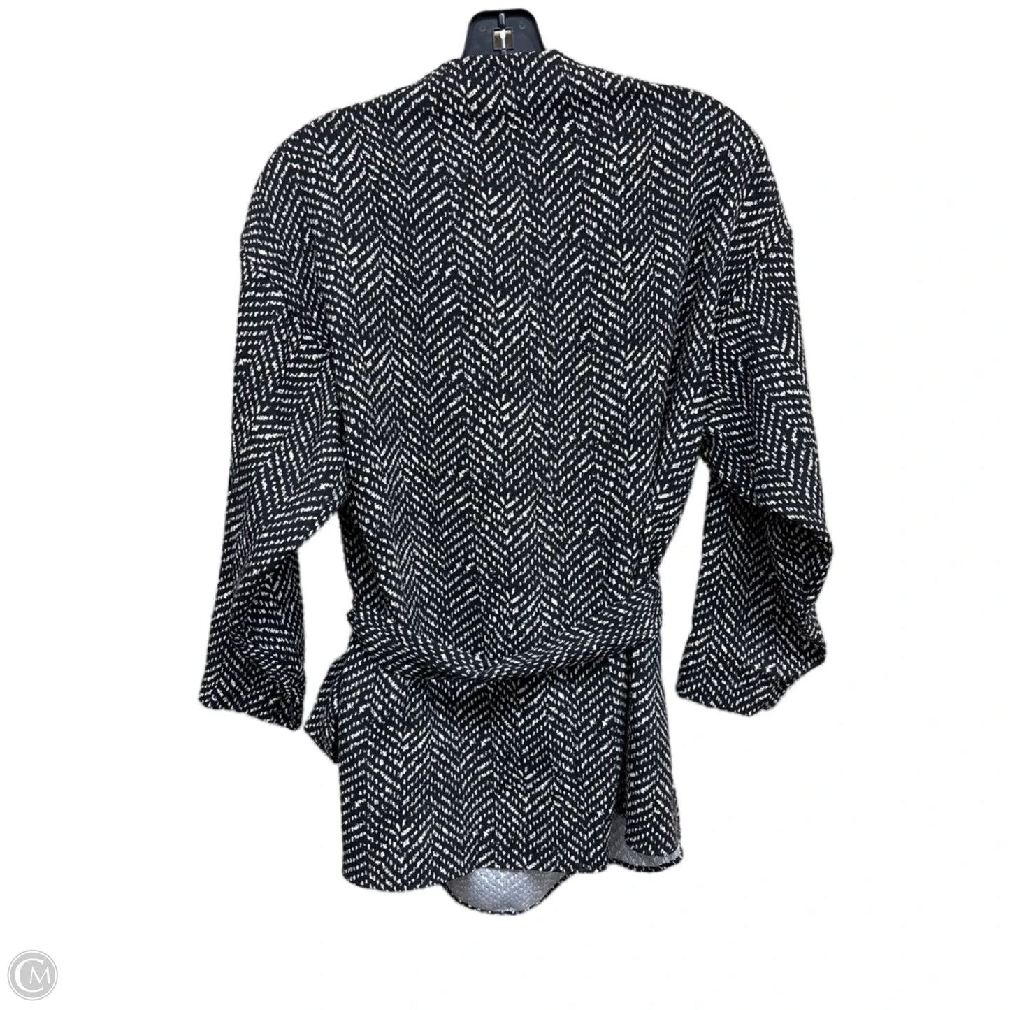 Top Long Sleeve By Zara In Black & White, Size: M