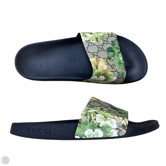 Sandals Luxury Designer By Gucci In Floral Print Sz 9