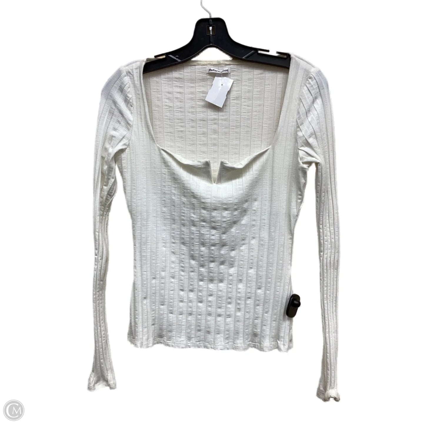 Top Long Sleeve By Reformation In White, Size: L