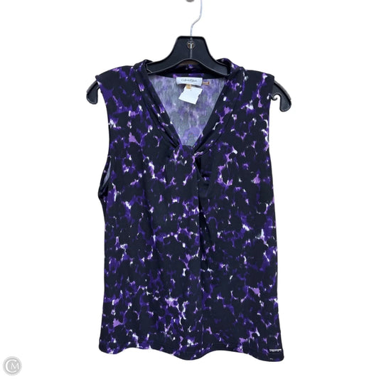 Top Sleeveless By Calvin Klein In Black & Purple, Size: M