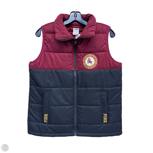 Vest Puffer & Quilted By Pink In Black & Red, Size: S