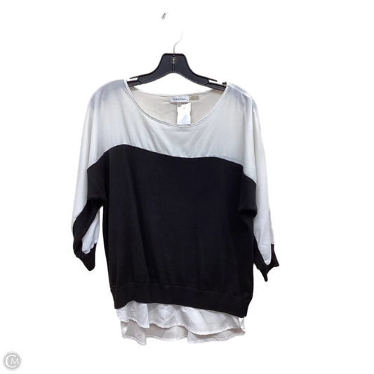Top Long Sleeve By Calvin Klein In Black & White, Size: M