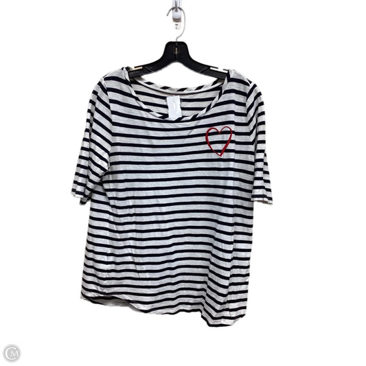 Top Short Sleeve By Loft In Striped Pattern, Size: L
