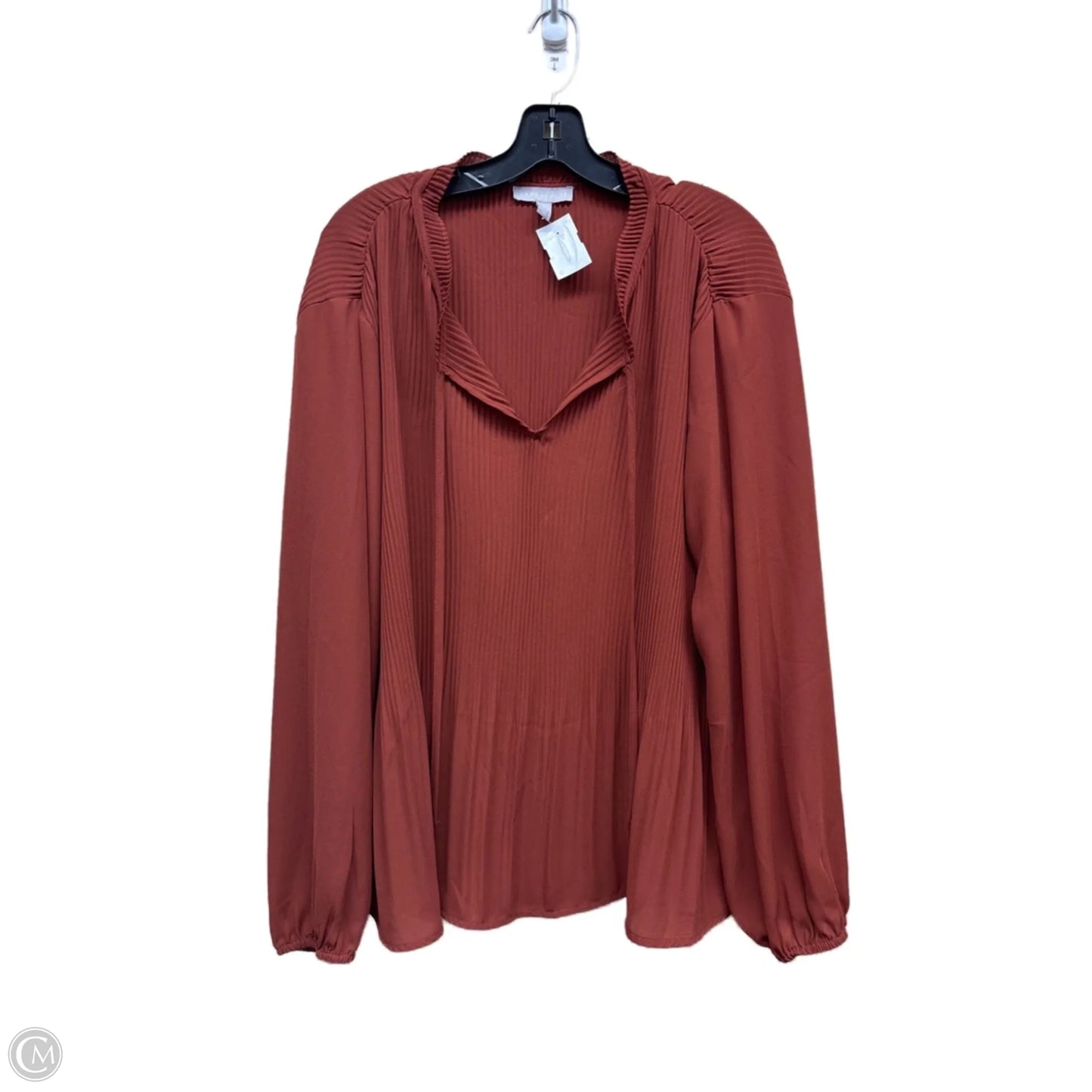 Top Long Sleeve By Chelsea 28 In Brown, Size: L