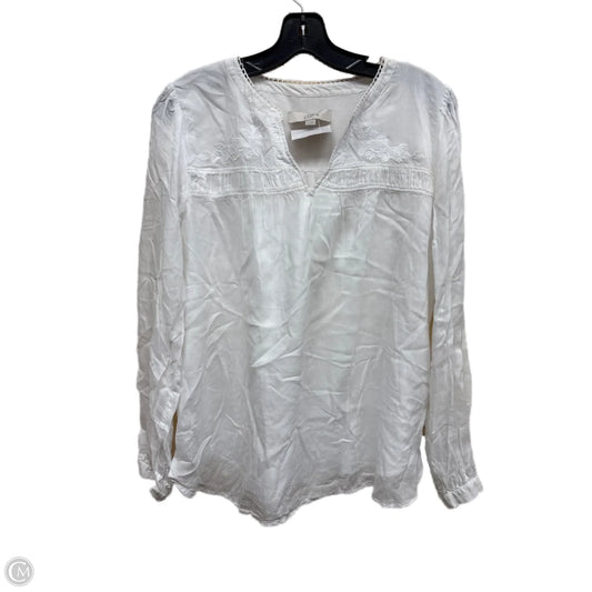 Top Long Sleeve By Loft In White, Size: M
