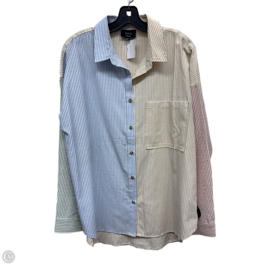 Top Long Sleeve By Vici In Striped Pattern, Size: M